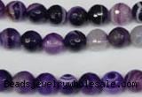 CAG2096 15.5 inches 10mm faceted round purple line agate beads