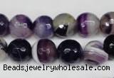 CAG2097 15.5 inches 12mm faceted round purple line agate beads