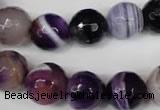 CAG2098 15.5 inches 14mm faceted round purple line agate beads