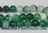 CAG2113 15.5 inches 8mm faceted round green line agate beads