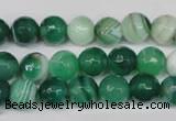 CAG2114 15.5 inches 10mm faceted round green line agate beads