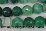 CAG2116 15.5 inches 14mm faceted round green line agate beads