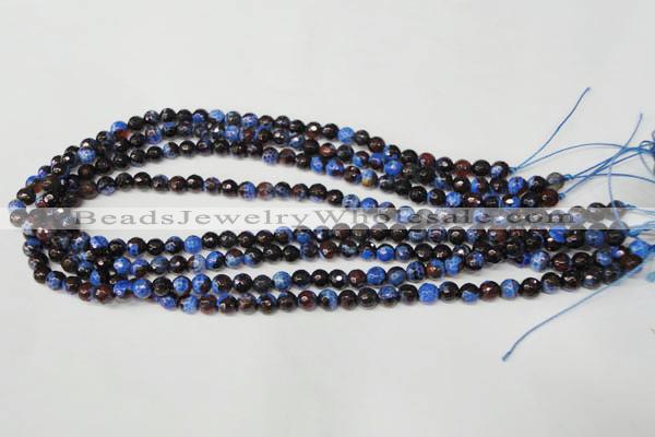 CAG2231 15.5 inches 6mm faceted round fire crackle agate beads