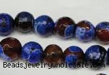 CAG2234 15.5 inches 12mm faceted round fire crackle agate beads