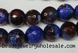 CAG2235 15.5 inches 14mm faceted round fire crackle agate beads