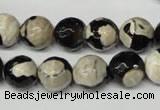 CAG2244 15.5 inches 12mm faceted round fire crackle agate beads