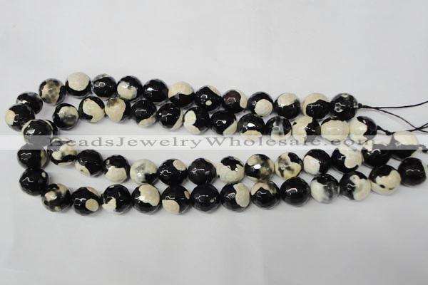 CAG2245 15.5 inches 14mm faceted round fire crackle agate beads