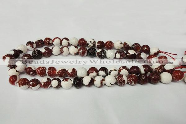 CAG2254 15.5 inches 12mm faceted round fire crackle agate beads