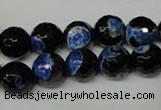 CAG2275 15.5 inches 14mm faceted round fire crackle agate beads