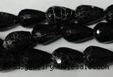 CAG2296 15.5 inches 10*14mm faceted teardrop fire crackle agate beads