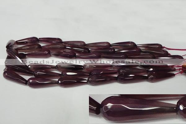 CAG2305 15.5 inches 10*30mm faceted teardrop agate gemstone beads