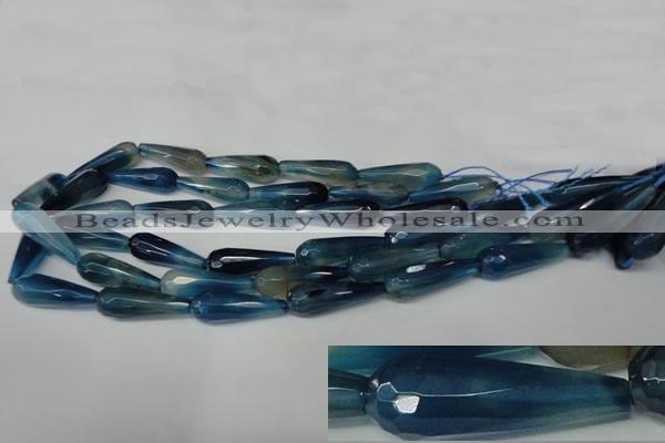 CAG2306 15.5 inches 10*30mm faceted teardrop agate gemstone beads