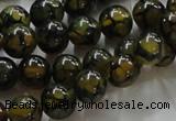 CAG235 15.5 inches 10mm round dragon veins agate gemstone beads