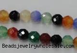 CAG2351 15.5 inches 6mm faceted round multi colored agate beads