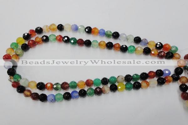 CAG2351 15.5 inches 6mm faceted round multi colored agate beads