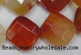 CAG2404 15.5 inches 20*20mm faceted diamond red agate beads wholesale