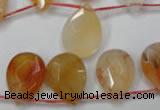 CAG2408 Top-drilled 13*18mm faceted flat teardrop red agate beads