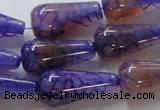 CAG249 15.5 inches 13*28mm teardrop dragon veins agate beads