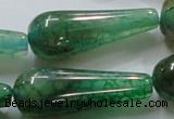 CAG253 15.5 inches 15*40mm teardrop green dragon veins agate beads