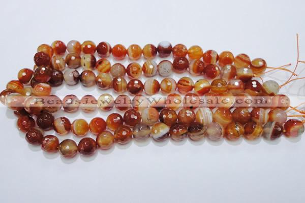 CAG2704 15.5 inches 12mm faceted round red line agate beads