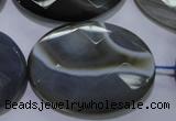 CAG2738 15.5 inches 30*40mm faceted oval grey line agate beads