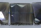 CAG2746 15.5 inches 30*30mm faceted square grey line agate beads