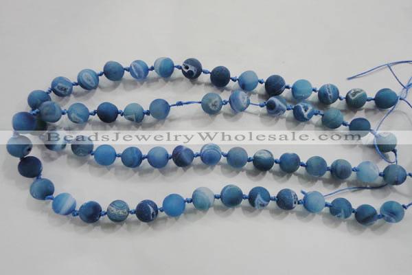 CAG2801 15.5 inches 10mm round matte druzy agate beads whholesale