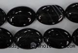 CAG2918 15.5 inches 13*18mm oval black line agate beads