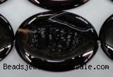 CAG2922 15.5 inches 30*40mm oval black line agate beads