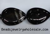 CAG2928 15.5 inches 18*25mm flat teardrop black line agate beads