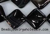 CAG2936 15.5 inches 18*18mm diamond black line agate beads