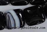 CAG2948 15.5 inches 22*22mm square black line agate beads