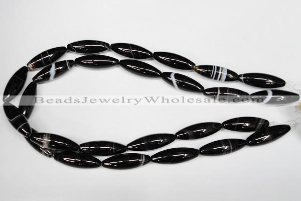 CAG2969 15.5 inches 10*30mm rice black line agate beads