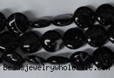 CAG2991 15.5 inches 10mm flat round black line agate beads