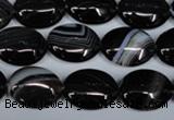 CAG3002 15.5 inches 12*16mm oval black line agate beads