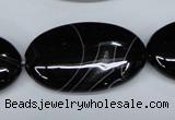 CAG3008 15.5 inches 20*35mm oval black line agate beads