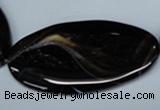 CAG3015 15.5 inches 25*50mm twisted oval black line agate beads