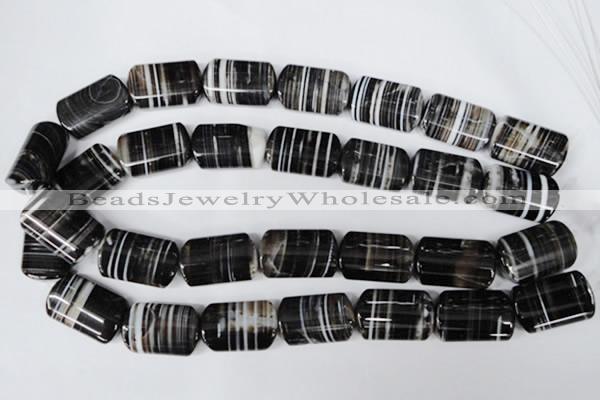 CAG3048 15.5 inches 16*25mm flat tube black line agate beads