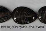 CAG3060 15.5 inches 22*30mm flat teardrop black line agate beads