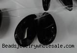 CAG3109 Top-drilled 18*25mm faceted flat teardrop black line agate beads