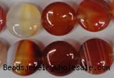 CAG3184 15.5 inches 16mm flat round red line agate beads