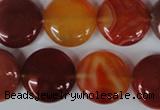 CAG3185 15.5 inches 18mm flat round red line agate beads