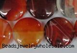 CAG3187 15.5 inches 22mm flat round red line agate beads