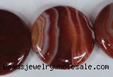 CAG3188 15.5 inches 30mm flat round red line agate beads