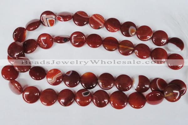 CAG3189 15.5 inches 18mm flat round red line agate beads