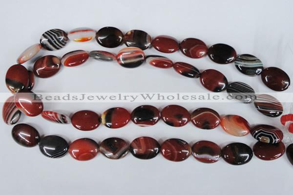 CAG3204 15.5 inches 15*20mm oval red line agate beads