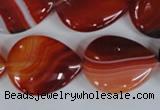 CAG3216 15.5 inches 20*25mm flat teardrop red line agate beads