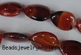 CAG3223 15.5 inches 13*18mm flat teardrop red line agate beads