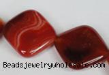 CAG3237 15.5 inches 25*25mm diamond red line agate beads