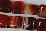 CAG3243 15.5 inches 16*16mm square red line agate beads